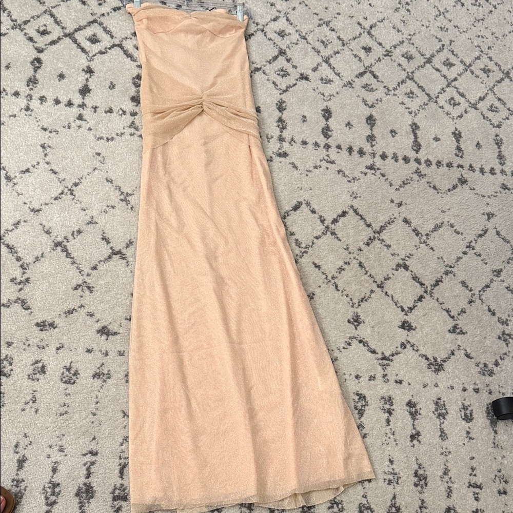 Showpo Strapless Beige Gown